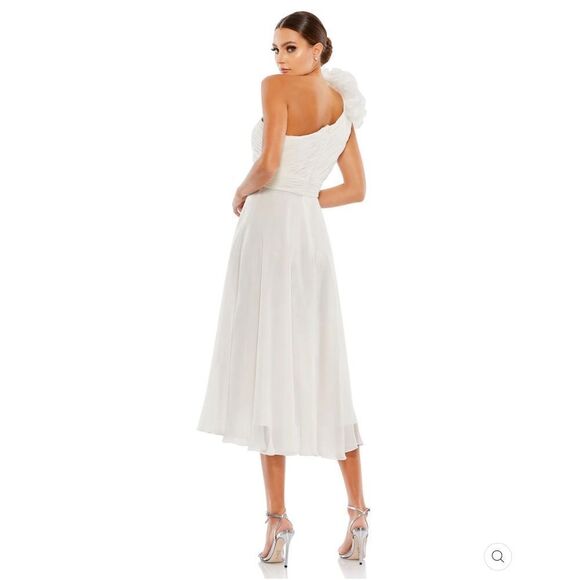 NWT Mac Duggal ROSETTE ONE SHOULDER TEA LENGTH DRESS - Picture 4 of 14